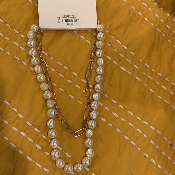 Necklace set pearl and large paper clip chain - Picture 2 of 2